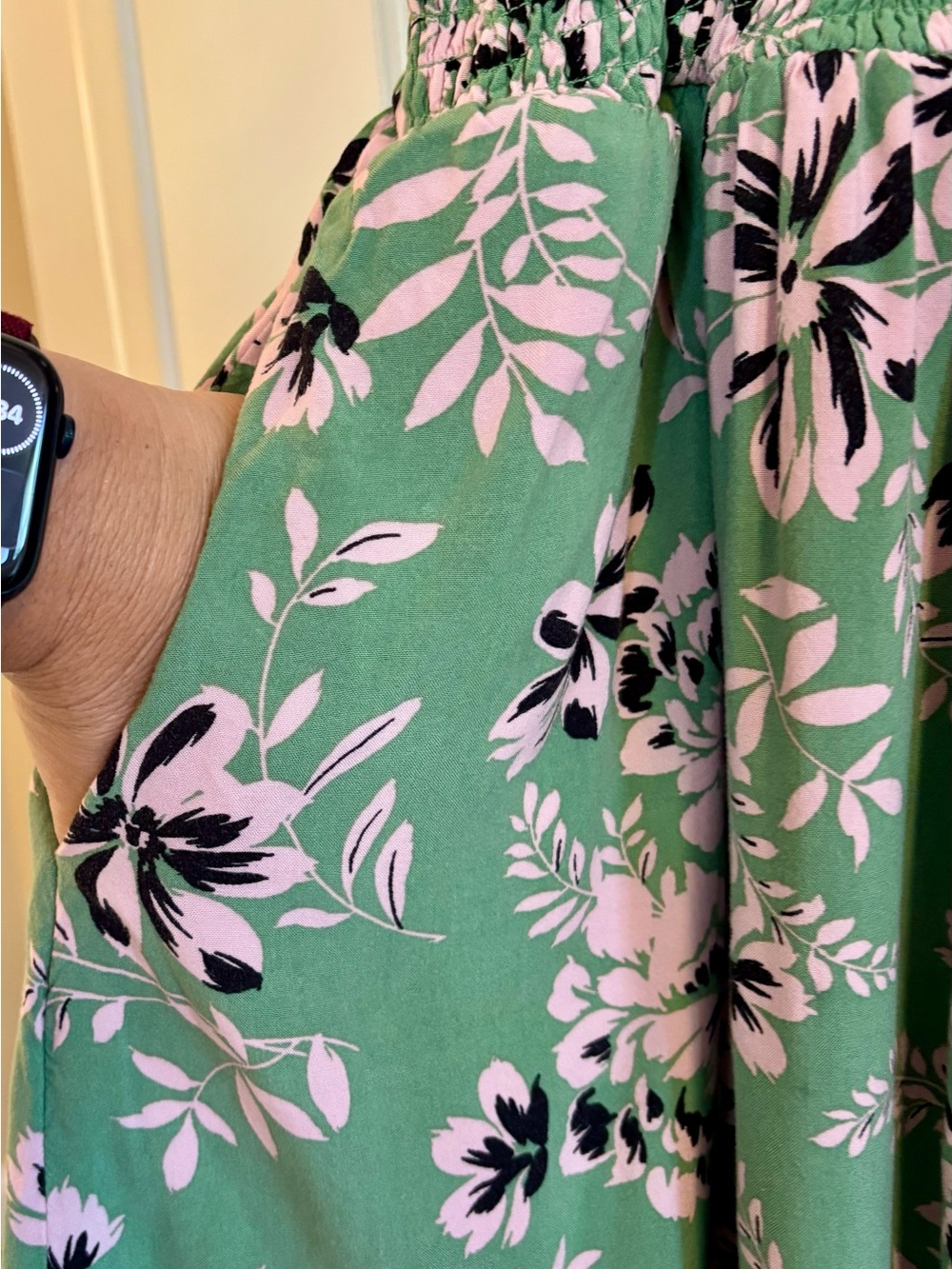 torrid Green Floral Smocked Sundress with Pink Details - Picture 5 of 11